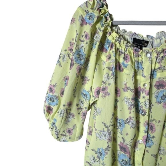 Suzanne Betro Floral Dress Medium Fairycore Whimsical Yellow Feminine Beachy - Picture 3 of 9